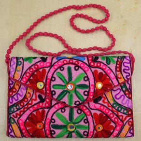 gujrati mirror work bolsas